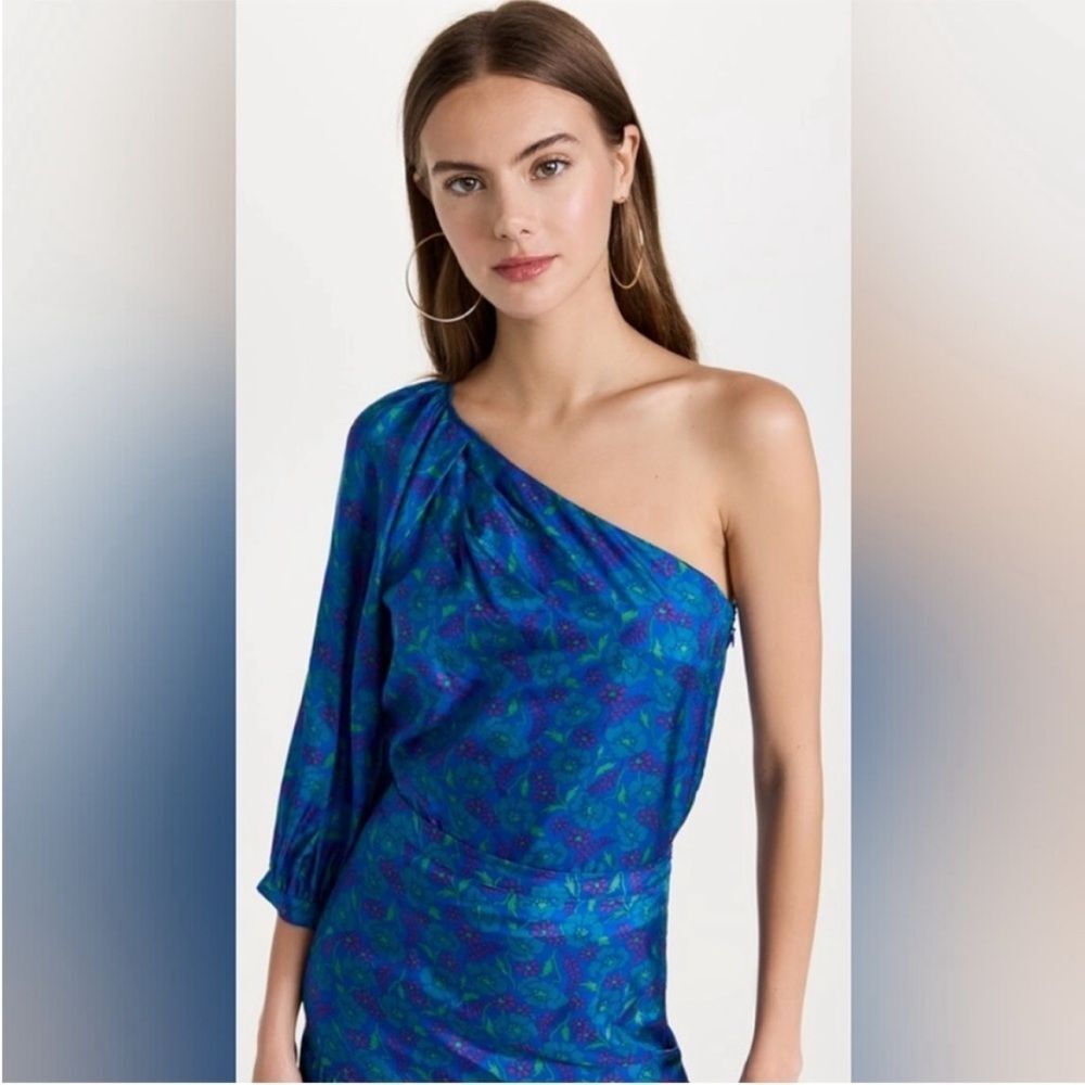 Veronica Beard Lyric One-Shoulder Top Cobalt Multi Size 0